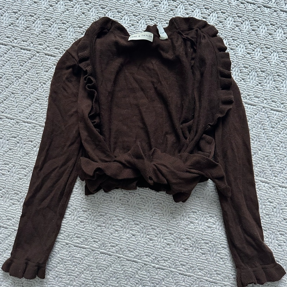 Lord & Taylor Brown Wool Sweater